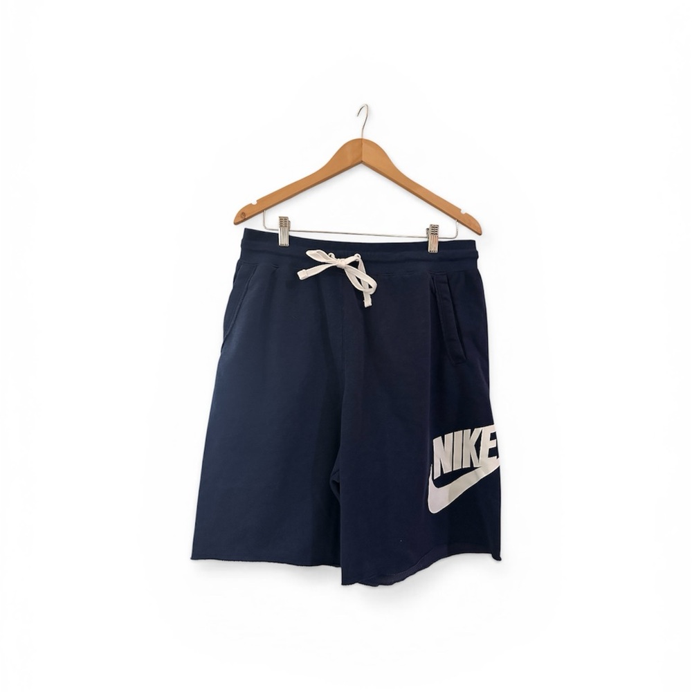 Nike Navy Blue Athletic Shorts with White Logo